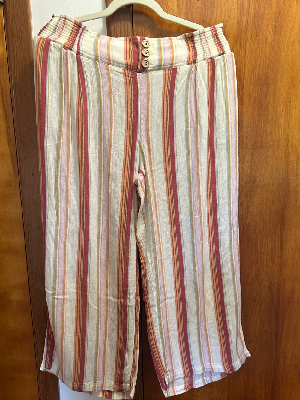 Mudd Striped Wide-Leg Capris in Cream, Red, Orange